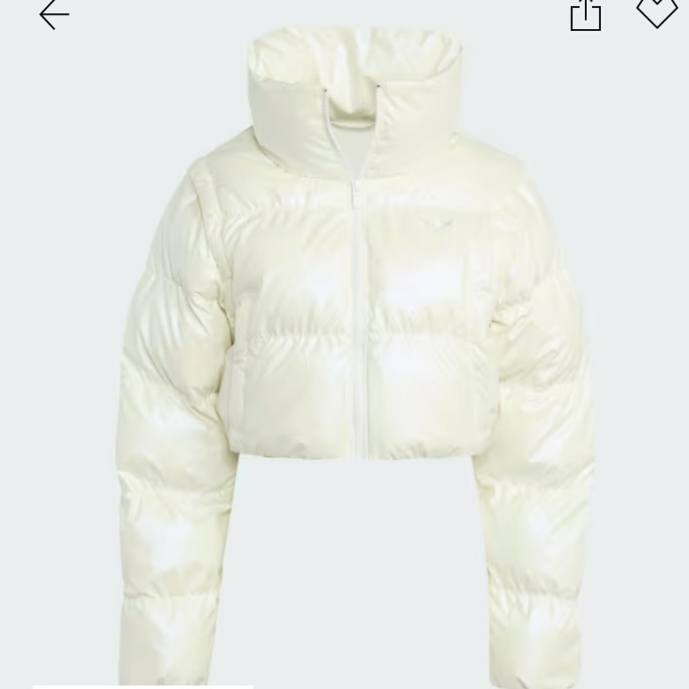 ESSENTIALS GLOSSY TWO-IN-ONE CROPPED PUFFER